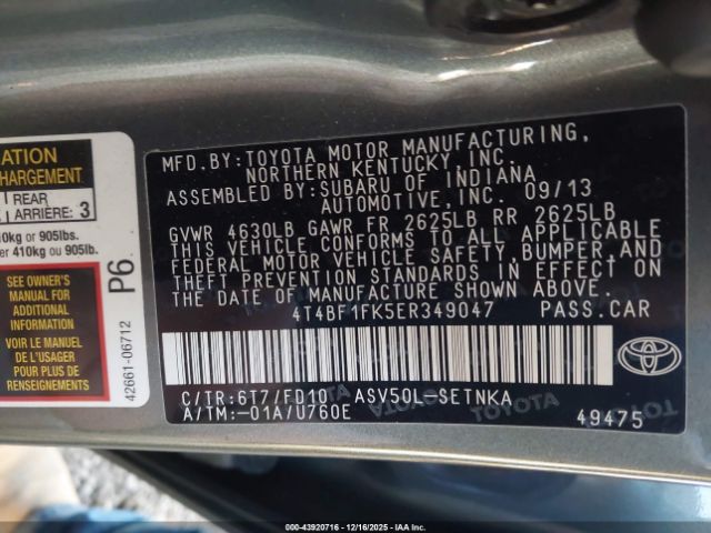 Toyota Camry Le Image 14