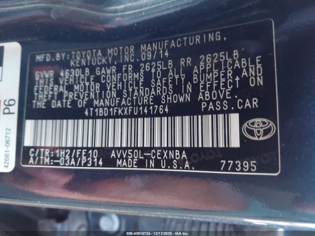 Toyota Camry Le Image 15